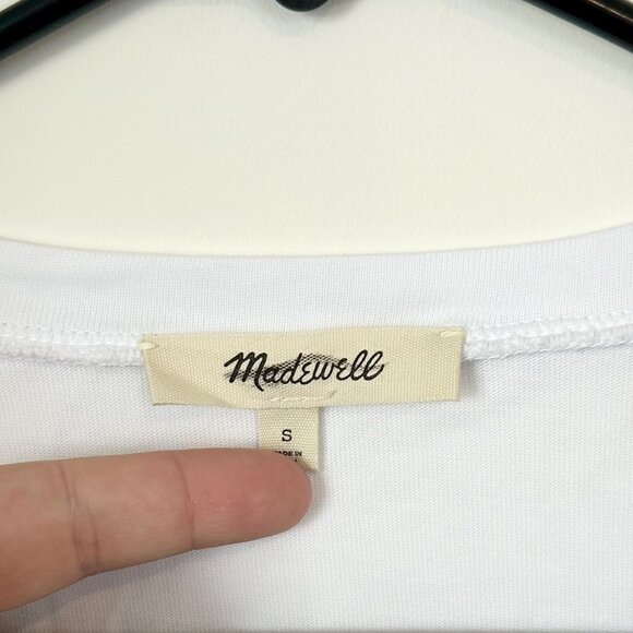 NEW Madewell Sutro Ruched Muscle Casual Luxe Jersey Tank in White - Size: Small - Picture 3 of 12